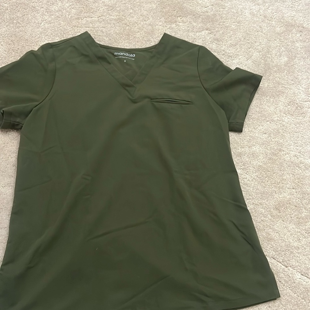 Mandala Dark Olive scrub top